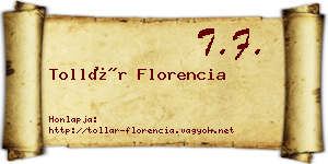 Tollár Florencia névjegykártya
